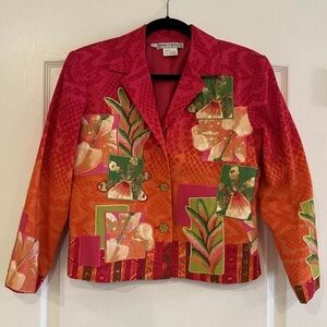 Vintage Nancy Bolen City Girl Multi Color Floral Button Jacket Women's Size XS